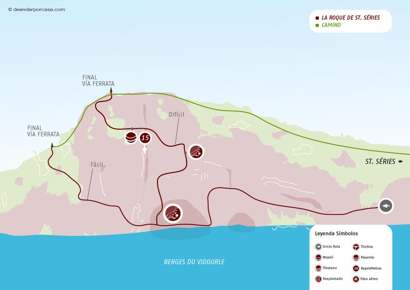 Detalle del croquis de la ruta con dos variantes